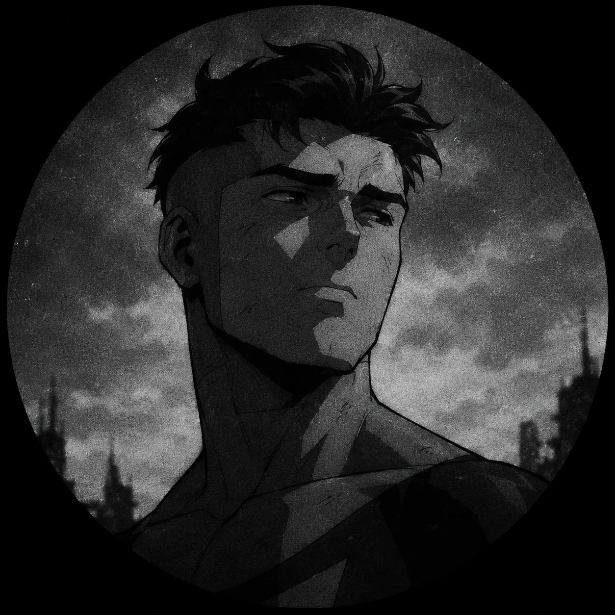 Monochrome aesthetic invincible pfp with film grain texture ideal for minimalist Instagram profiles