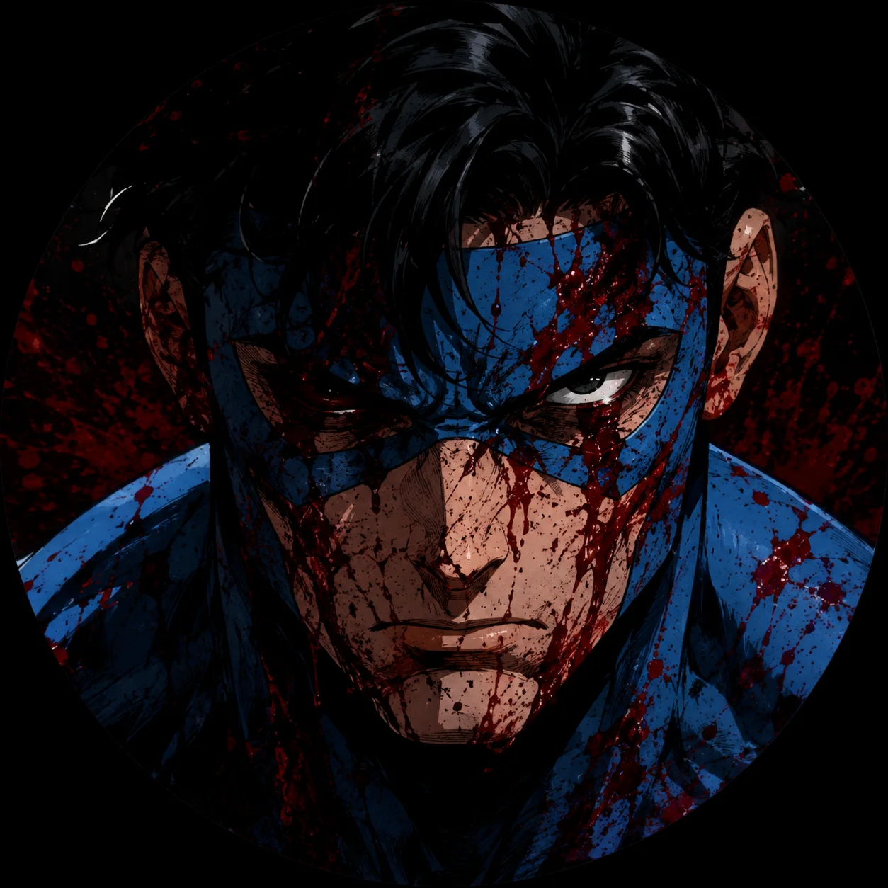 Blood splattered Mark Grayson dark invincible pfp with crimson stains for edgy Discord gamer profiles