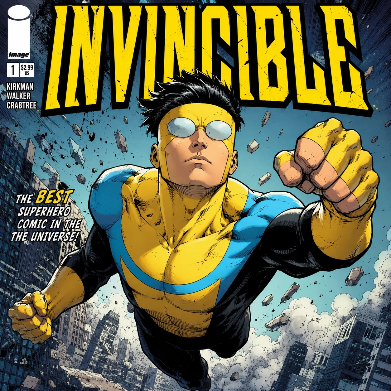 Splash page comic invincible pfp with dramatic Mark Grayson cover art for classic Discord avatars