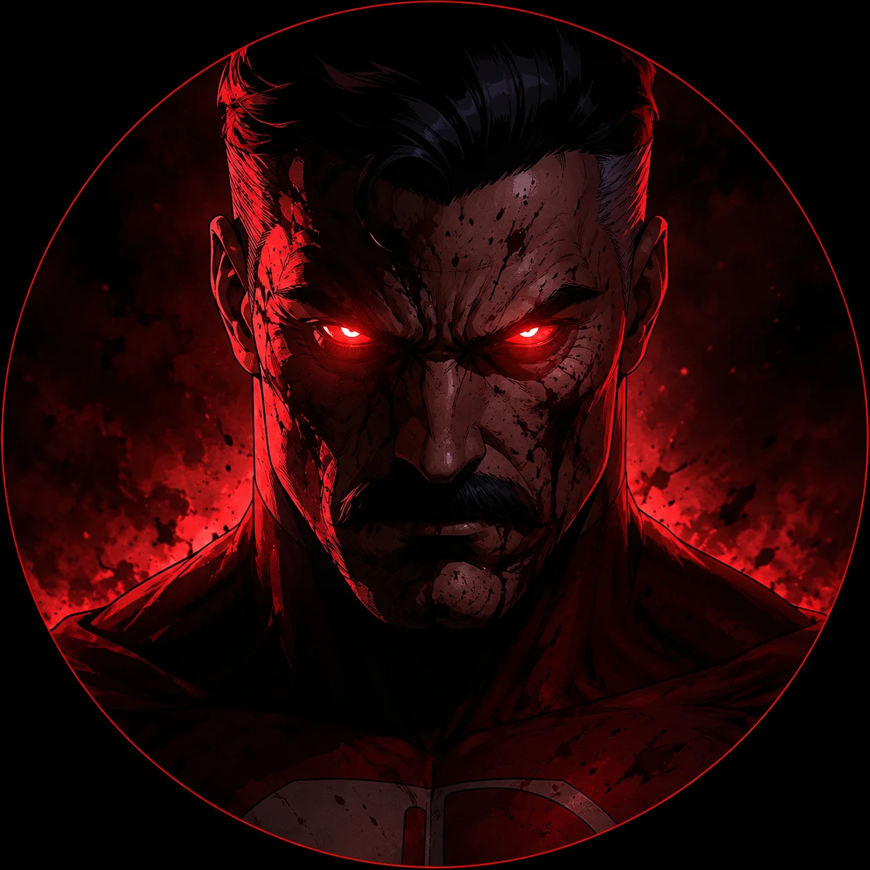 Flowing red cape Emperor Mark invincible pfp with dramatic wind for epic Discord ruler avatars