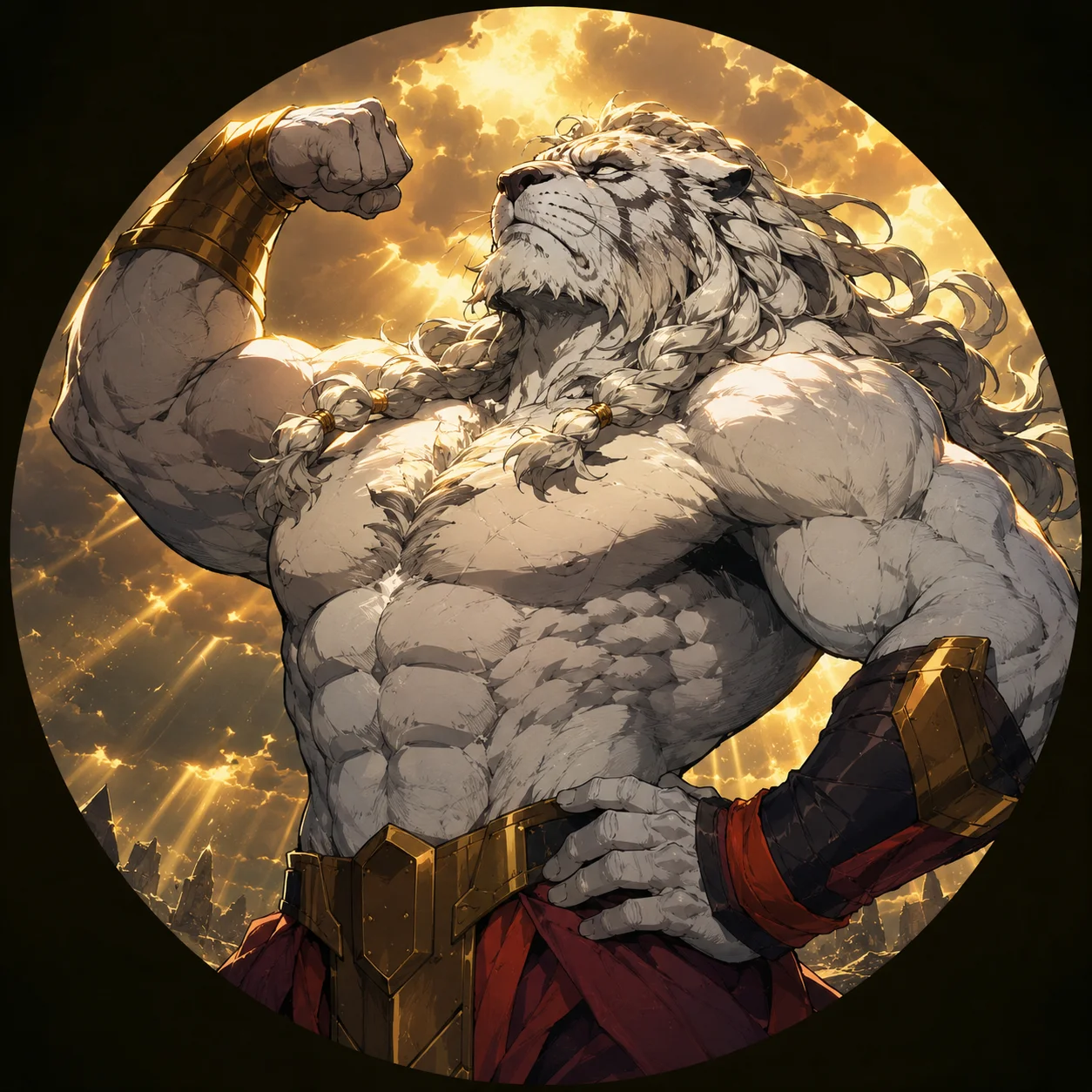 Dramatic Battle Beast funny invincible pfp with over-the-top warrior pose for silly Discord profiles