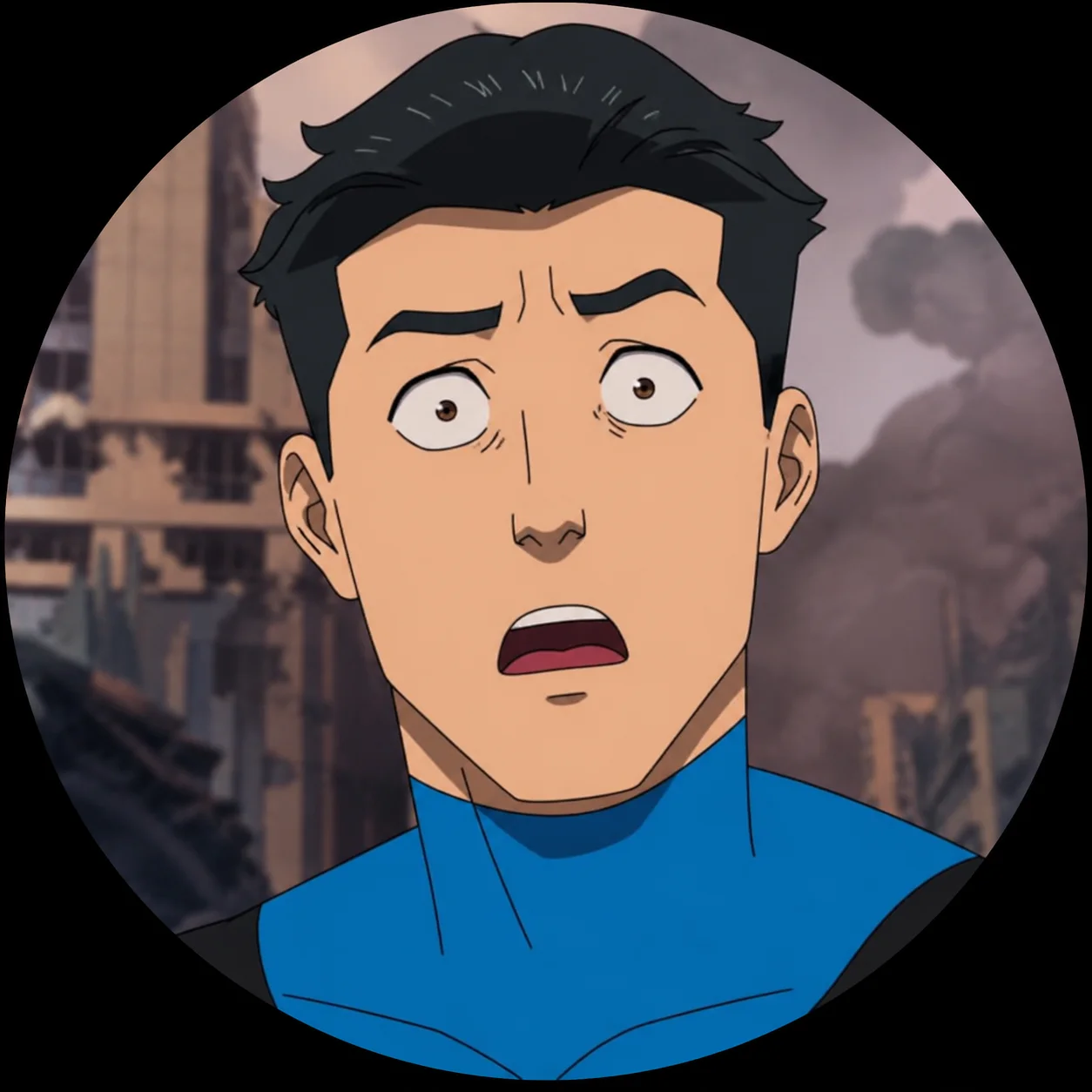 Shocked Mark Grayson funny invincible pfp with wide-eyed reaction perfect for reaction Discord avatars