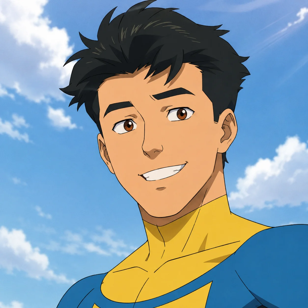Smiling Mark Grayson invincible pfp showing teenage superhero charm perfect for wholesome Instagram profiles
