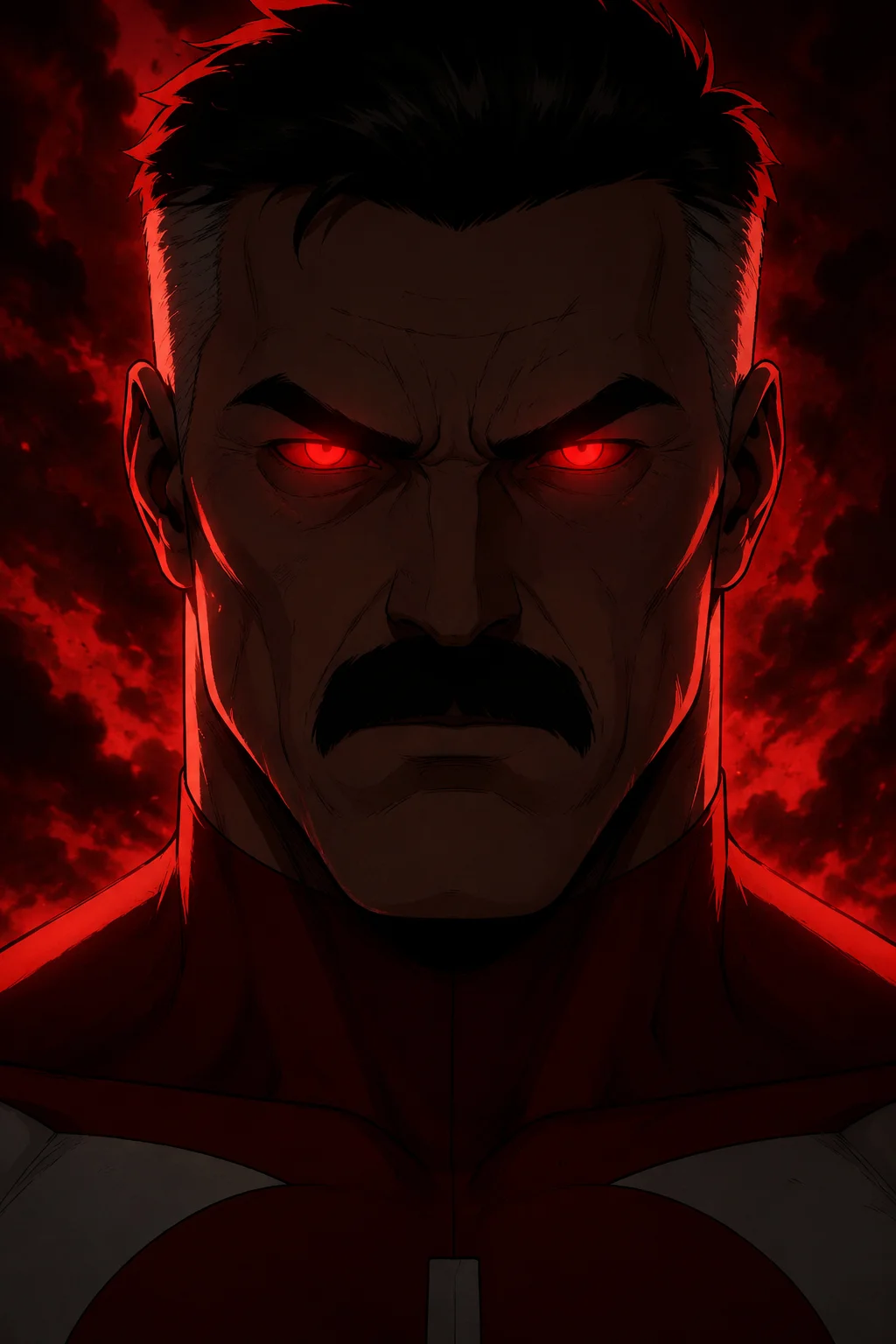 Glowing red eyes Omni-Man invincible pfp with intense villain stare for edgy gamer Discord avatars