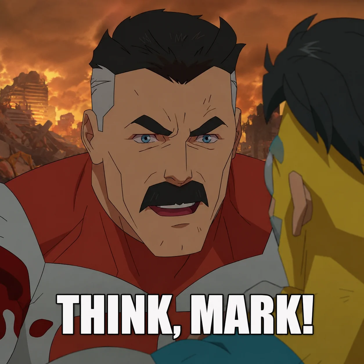 Think Mark meme Omni-Man invincible pfp with iconic serious expression perfect for funny Discord profiles