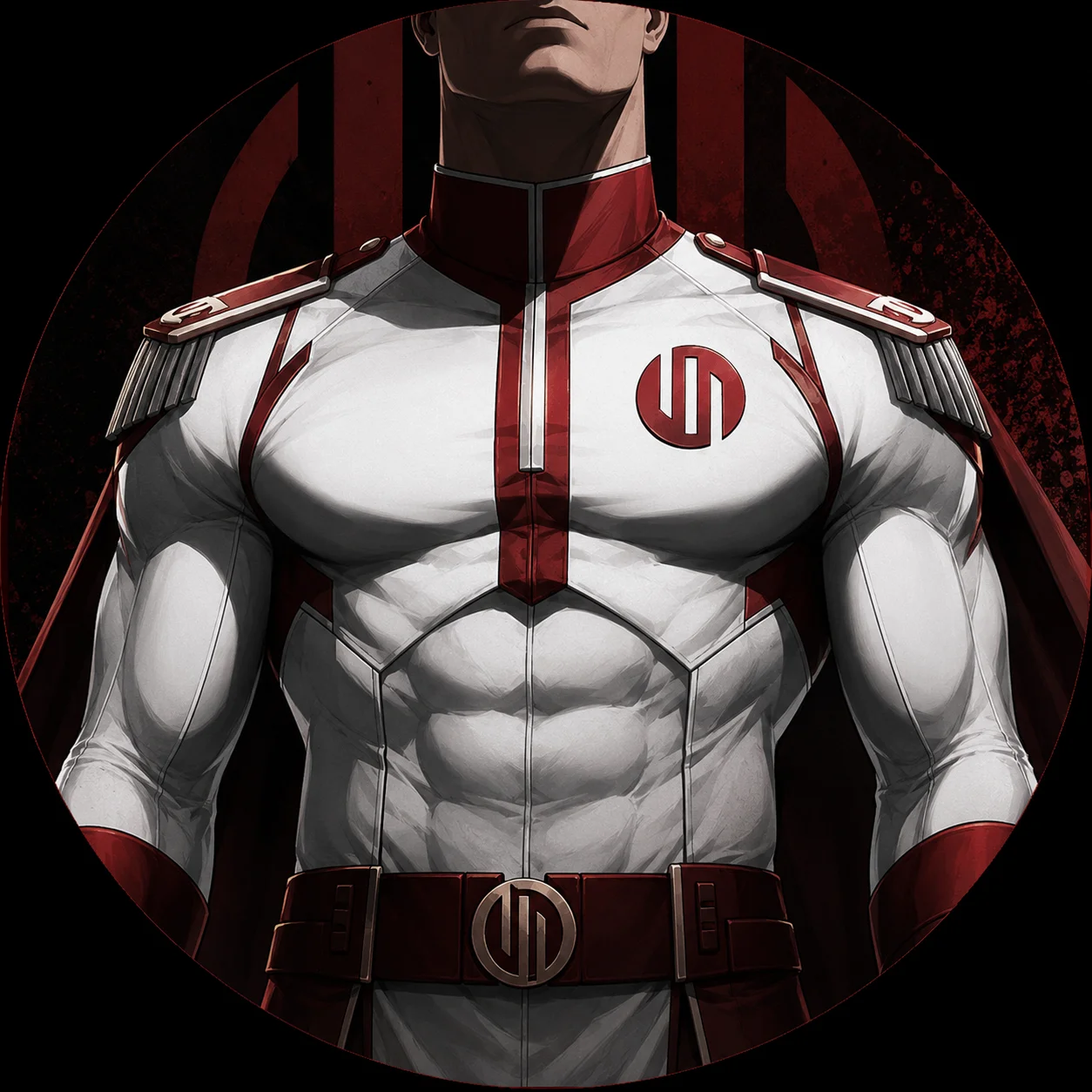 Classic Viltrumite uniform invincible pfp with white and red imperial design for military Discord profiles