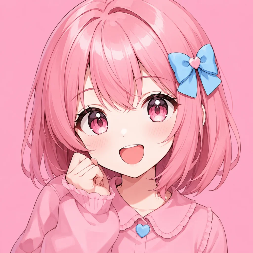 Matching kawaii pfp for besties with pink and blue duo styling for Discord profiles