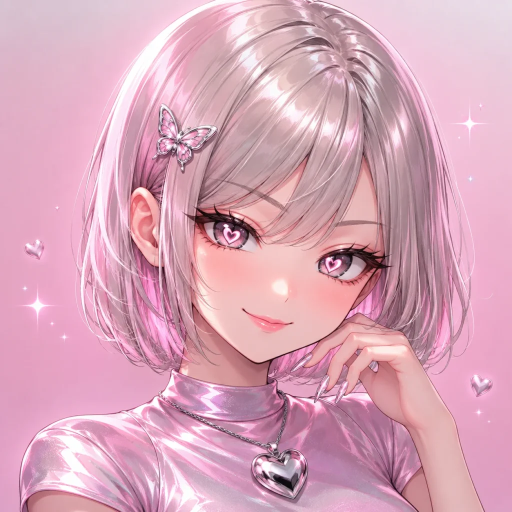 Kawaii matching pfp with Y2K hearts and glitter for cute TikTok and Instagram pairs