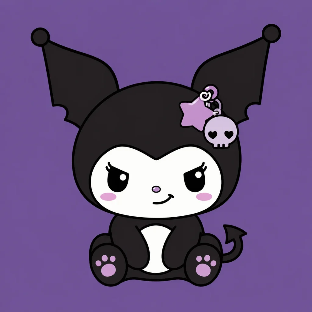 Kuromi-inspired kawaii pfp with dark pastel star details for edgy cute avatars