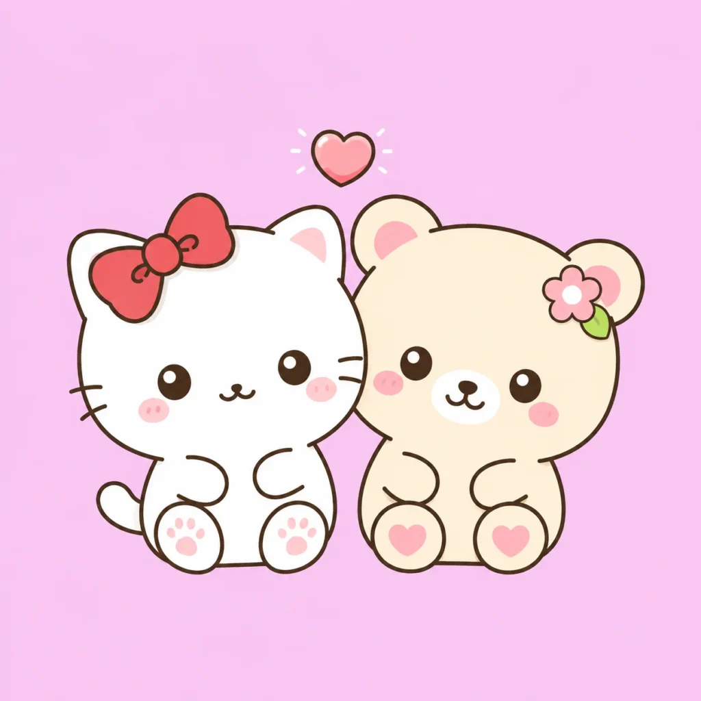 Pastel Sanrio kawaii pfp with friendly duo energy for matching or solo profile use