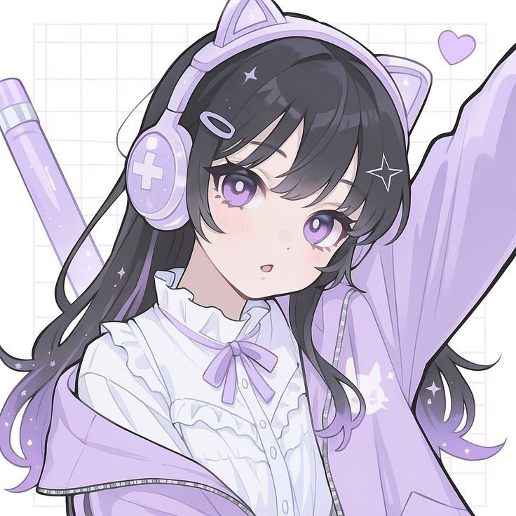 Lavender anime pfp with school-style outfit for cute and clean Instagram profile use