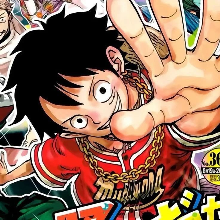Aesthetic luffy pfp with warm sunset blur and reaching hand suited for cozy soft bios
