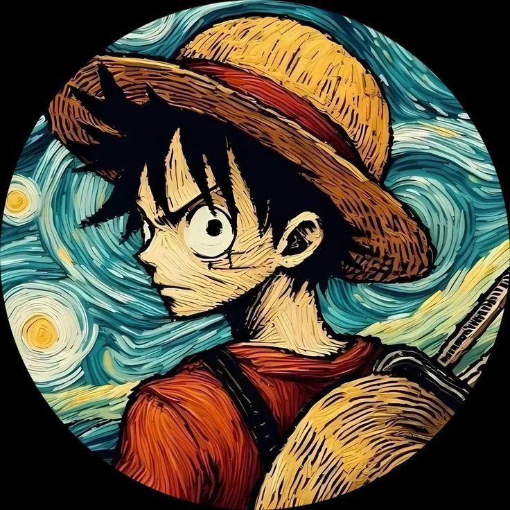 Aesthetic watercolor luffy pfp with teal and cream tones perfect for tumblr aesthetic feeds