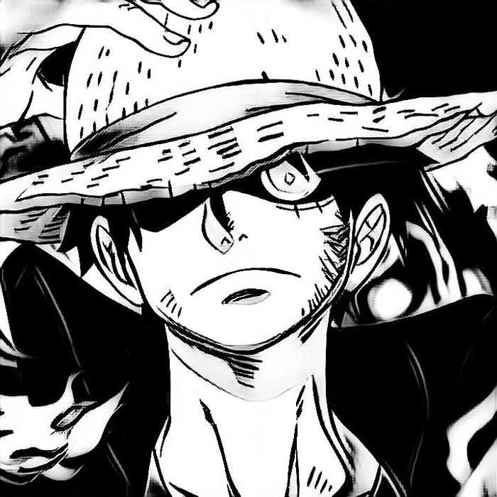 Black and white luffy pfp closeup of scar in soft pencil shading perfect for clean icons