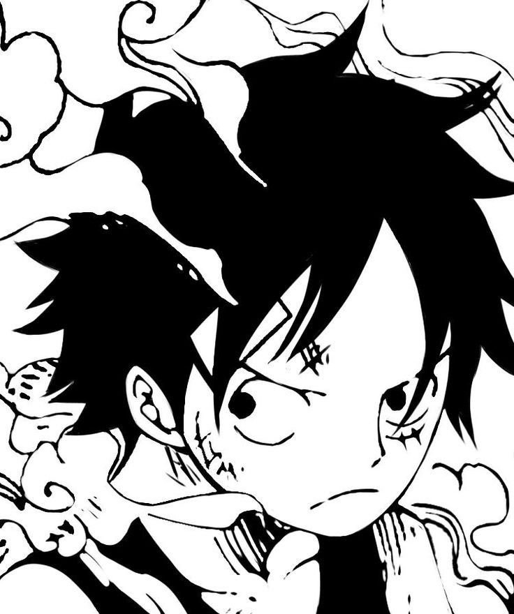 Cool black and white luffy pfp with arm raised in gear energy for bold profile icons
