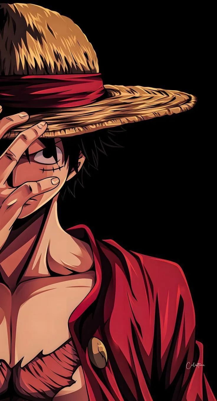 Cool luffy pfp tilted straw hat grin with ember sparks perfect for gaming and discord presence
