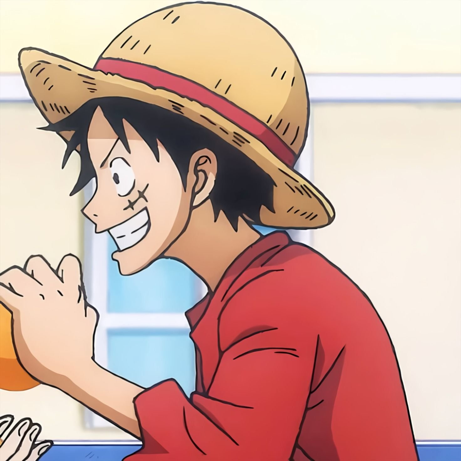 Discord ready luffy pfp laughing with one fist raised perfect for friendly community servers
