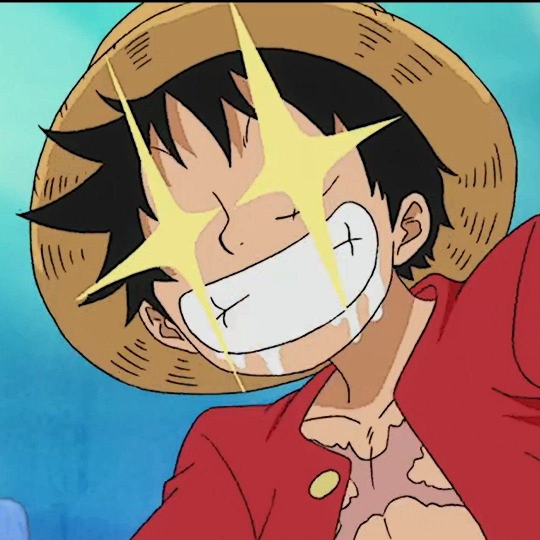 Goofy luffy pfp with sticker eyes and stars perfect for meme and joke community avatars