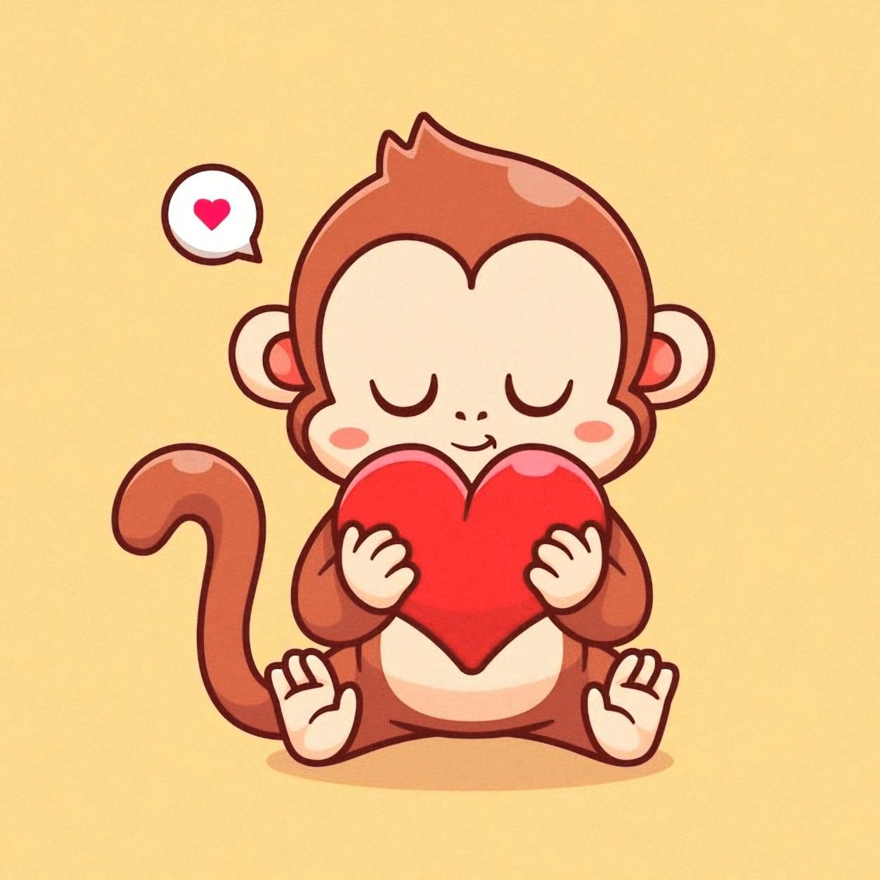 Matching monkey pfp right half with heart motif for duo TikTok and Discord profile pictures