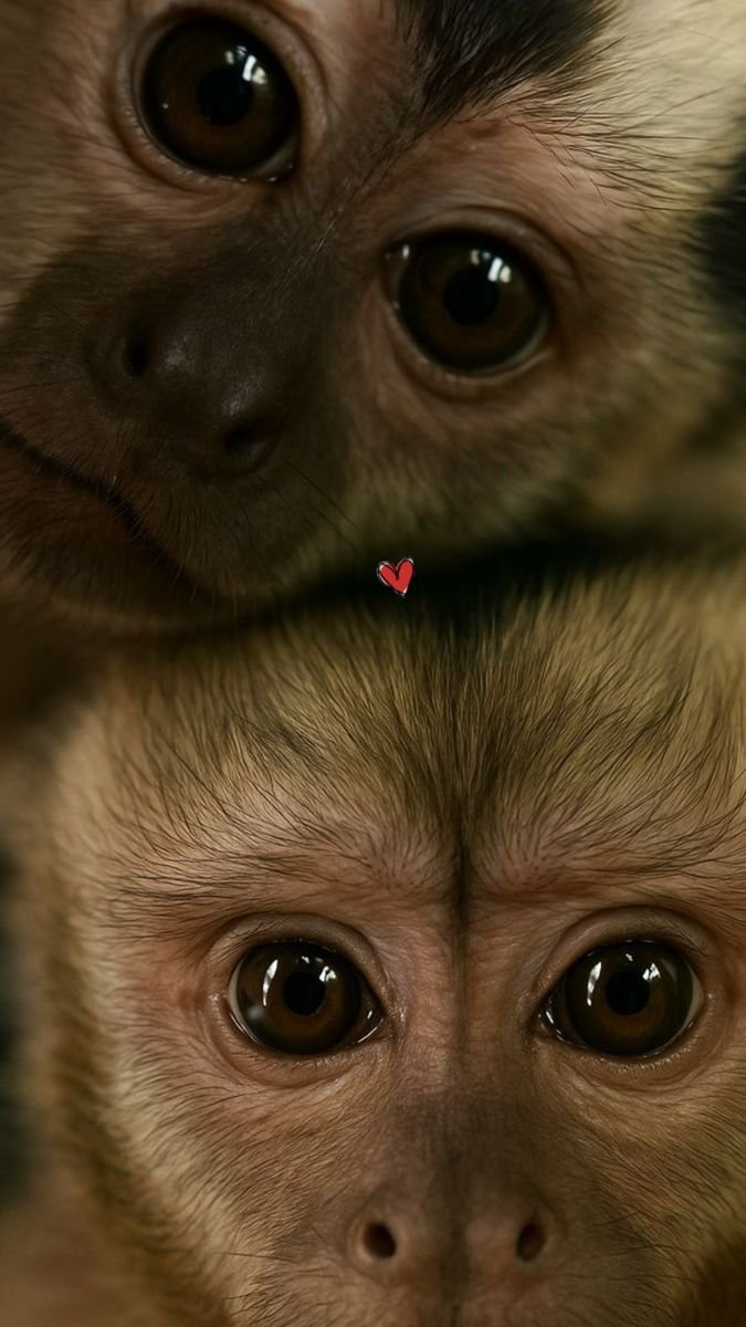 Matching monkey pfp left half with heart motif for couples and best friend Discord avatars
