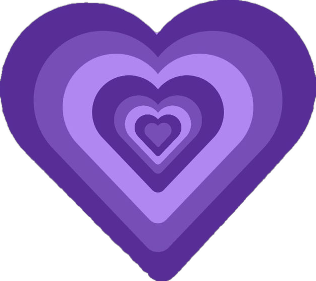 Matching purple avatar with split heart design for duo profile pictures across social apps