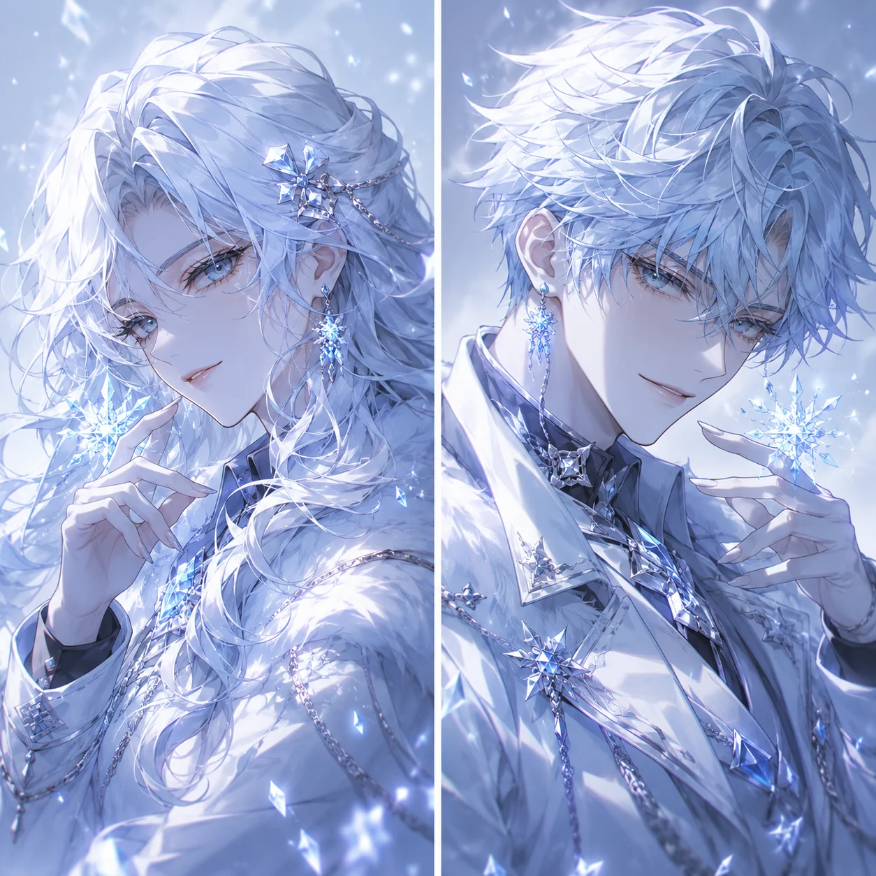 Matching white anime pfp set with icy tones for best friends, duo accounts, and gaming profiles
