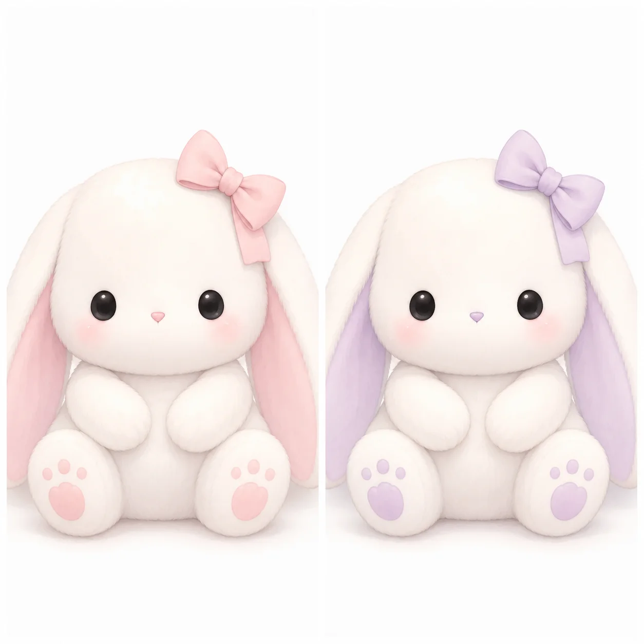 Soft matching white pfp with plush bunny duo icons for cute couple and bestie profile pictures