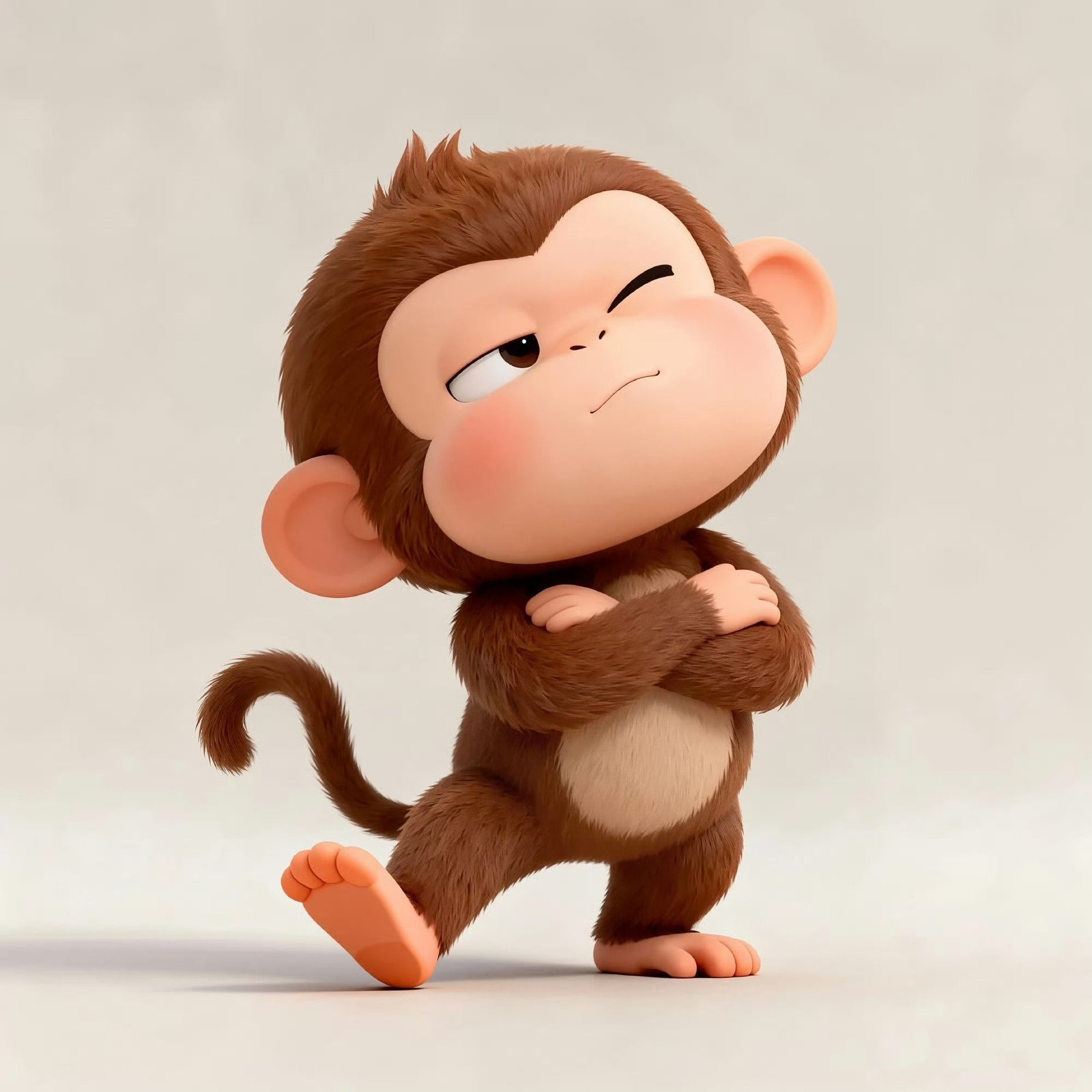 Cute monkey profile picture with round eyes and peach background for sweet Instagram or TikTok avatars