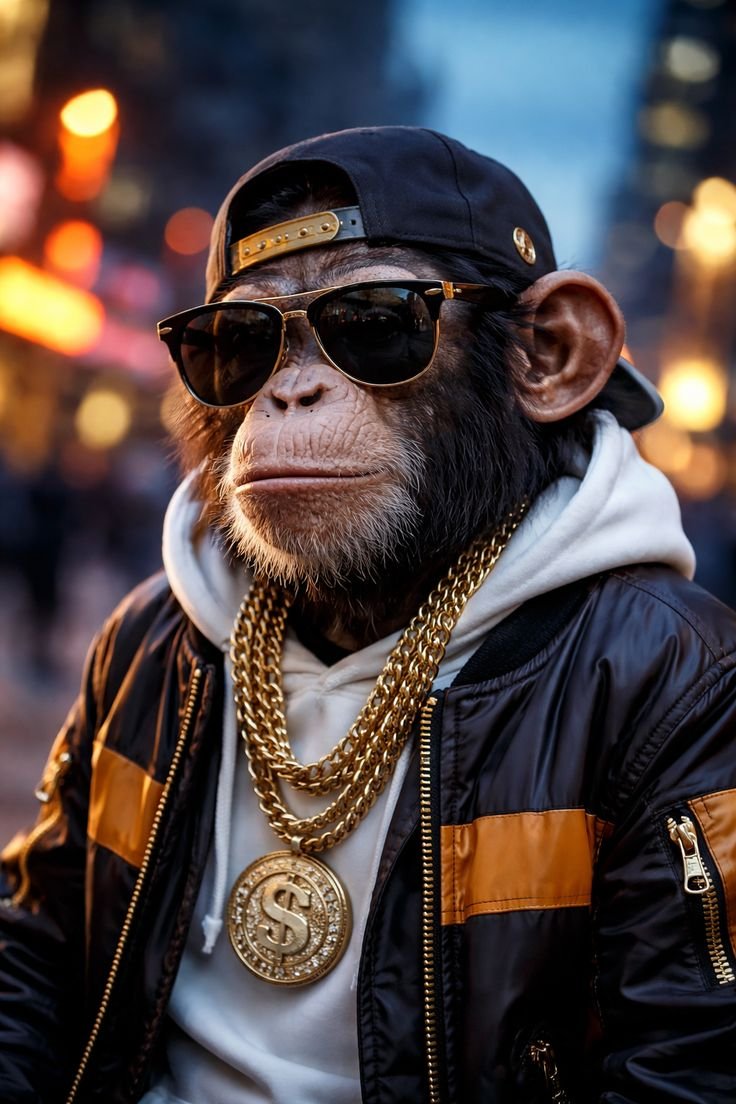 Streetwear monkey profile picture with dark shades for cool Discord avatars and gaming accounts