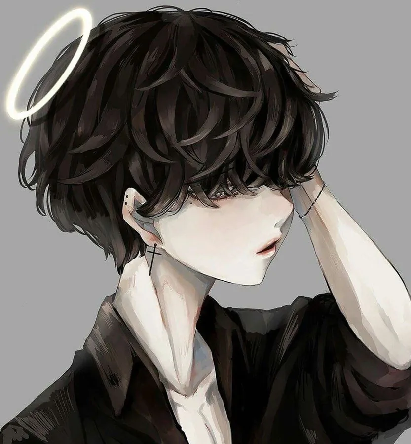 Monochrome profile picture with cross earring and mirror pose for emo grunge avatars