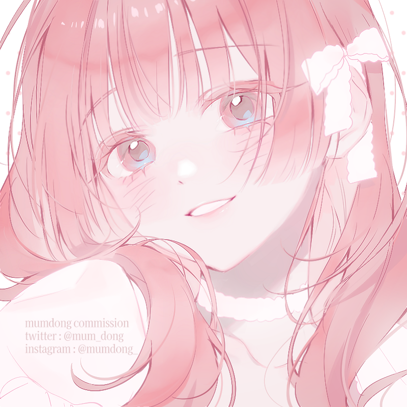 Anime pink pfp girl with soft blush gradient background and gentle smile for aesthetic Discord and TikTok avatars