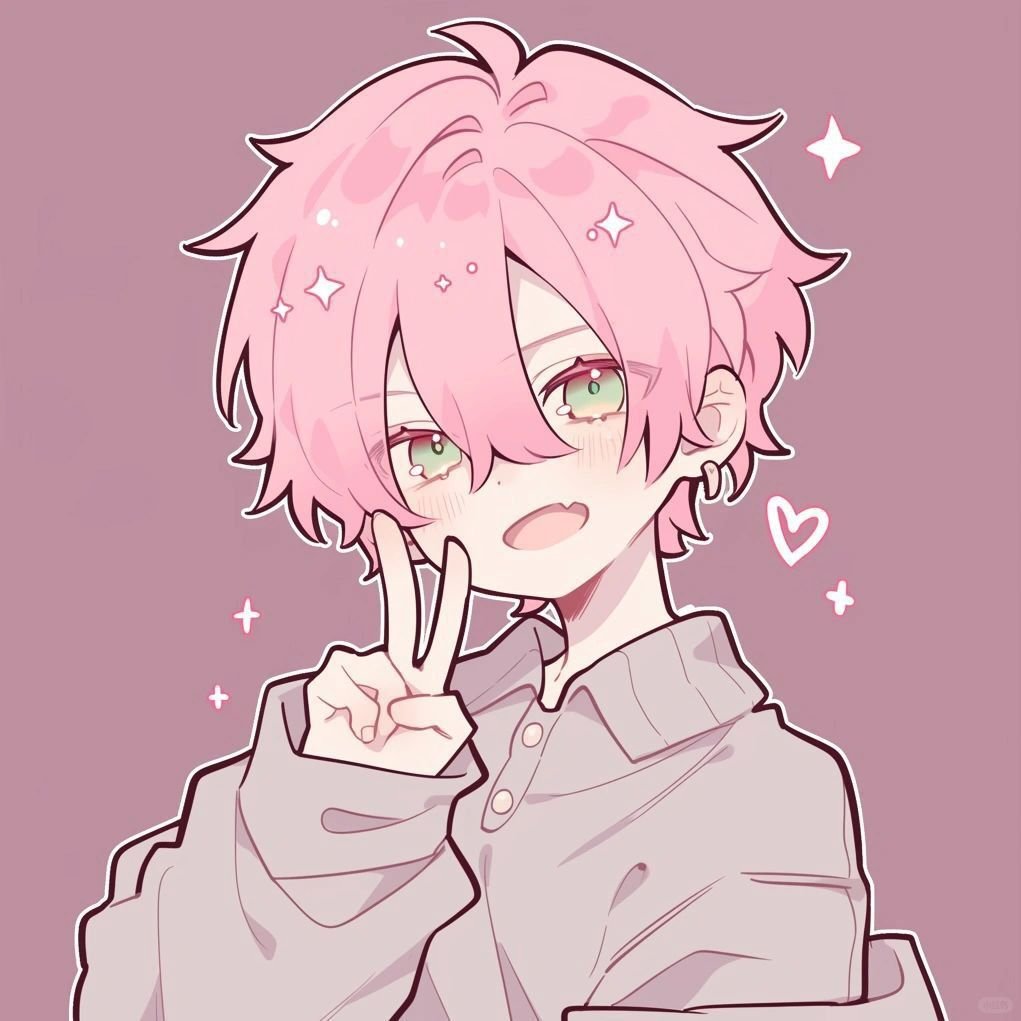 Pink pfp boy with pastel-toned hair and relaxed expression, casual aesthetic profile picture for TikTok and Discord