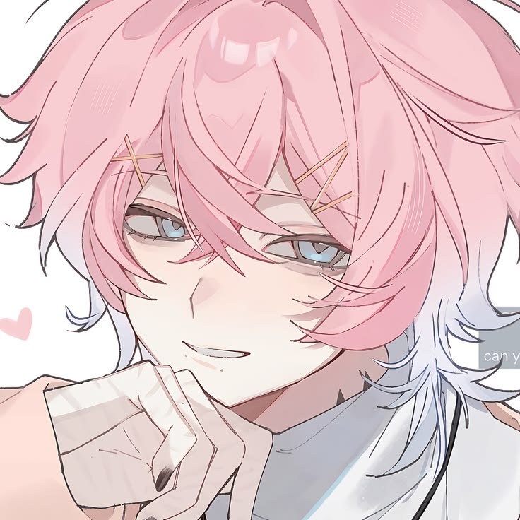 Pink pfp for boys with soft glow lighting and icy blue accents, modern aesthetic profile picture for Instagram