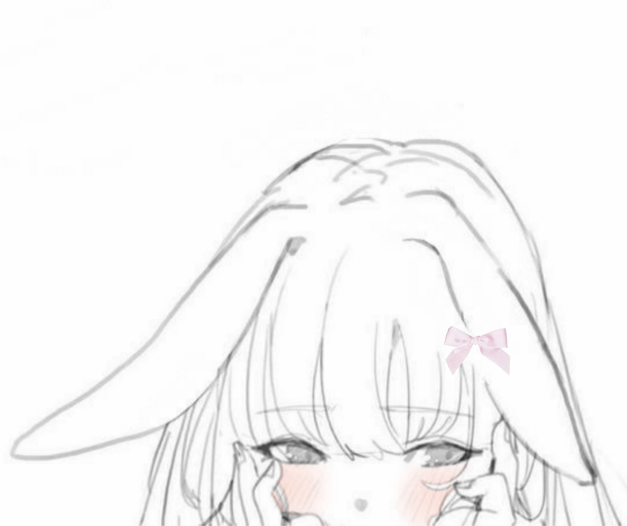 Minimal line-art pink pfp bunny with cheek blush, simple aesthetic profile picture for study and chill Discord servers
