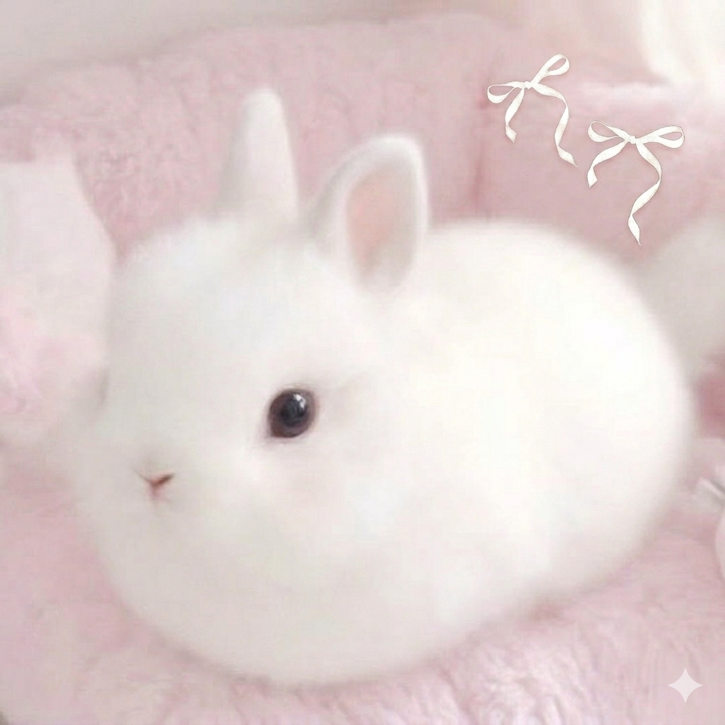 Pink pfp bunny with soft pastel ears and round face, cute animal profile picture for Discord and TikTok