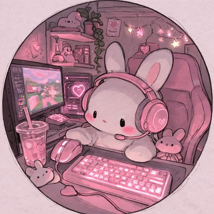 Pink pfp gaming icon with centered crop and clean edges, simple readable profile picture for Discord server lists