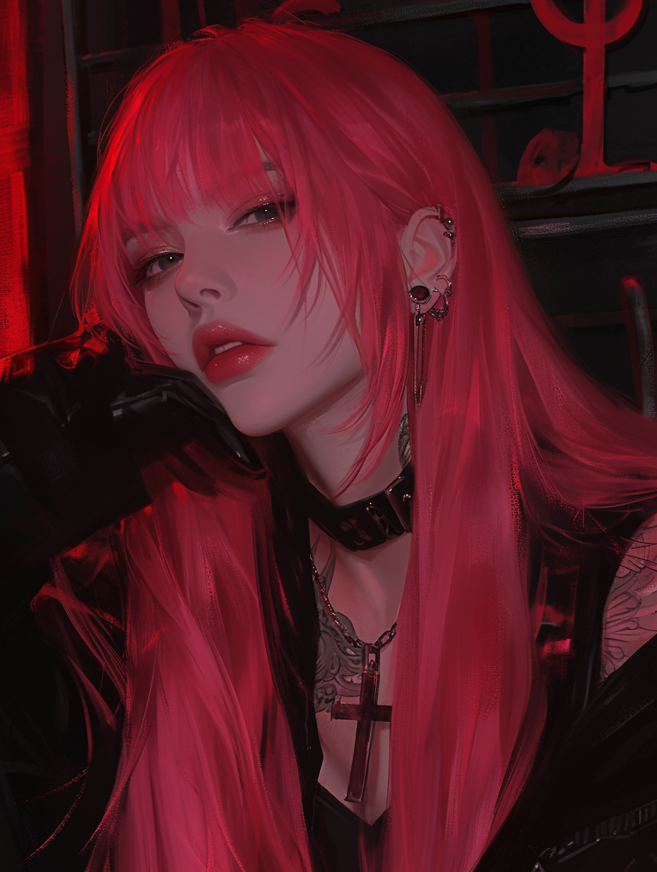 Hot pink pfp with cinematic dramatic lighting and deep shadows, bold aesthetic profile picture for Instagram and TikTok
