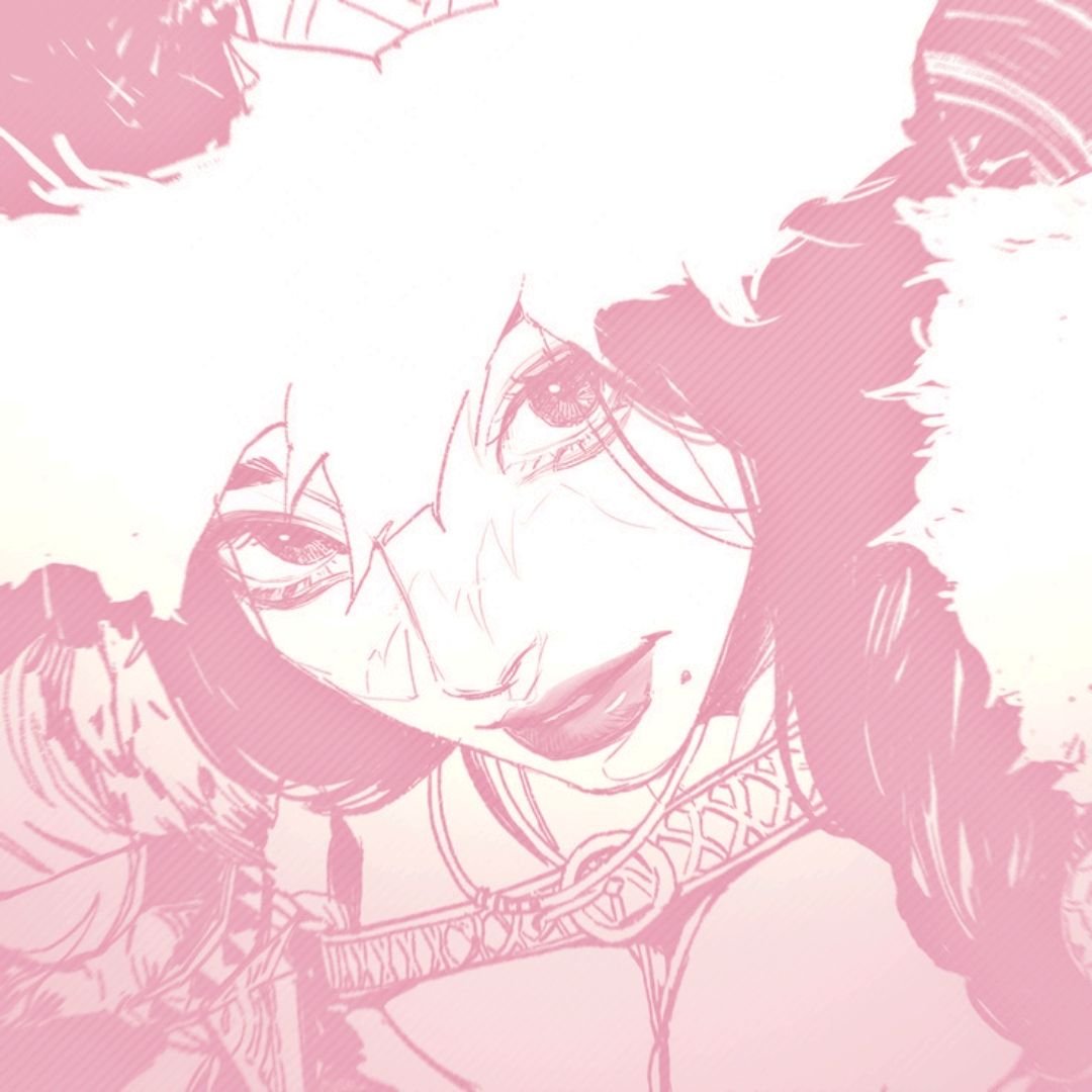 Neon pink pfp with glowing outline and glitch edge effect, edgy profile picture for gaming and Discord servers