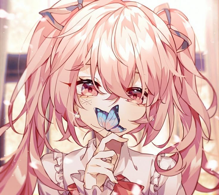 Y2K glitch pink pfp with neon accents and butterfly motif, nostalgic profile picture for Discord and aesthetic feeds