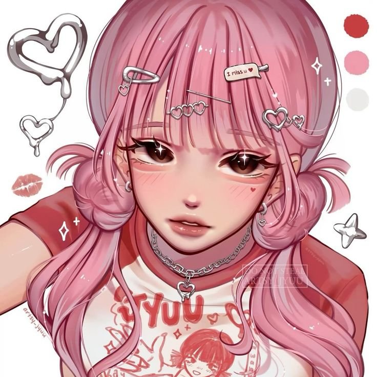 Glossy Y2K pink pfp with star graphic overlay and bold color, playful profile picture for TikTok and Pinterest