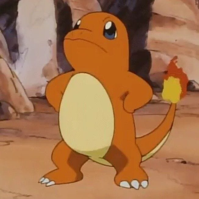 Charmander Pokemon pfp with orange scales and glowing flame tail for classic fire-starter nostalgic profile pictures