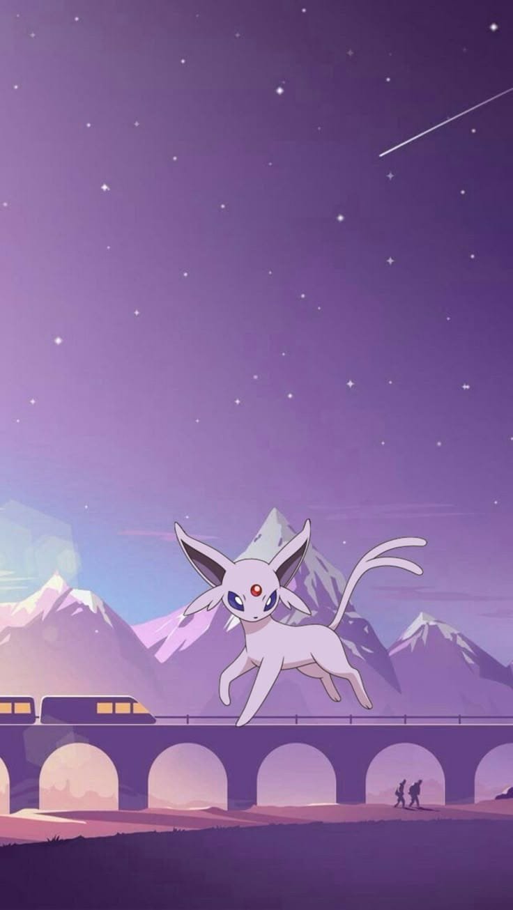 Lavender Espeon Pokemon pfp glowing in a calm purple gradient, ideal for aesthetic Discord and Pinterest profile pictures