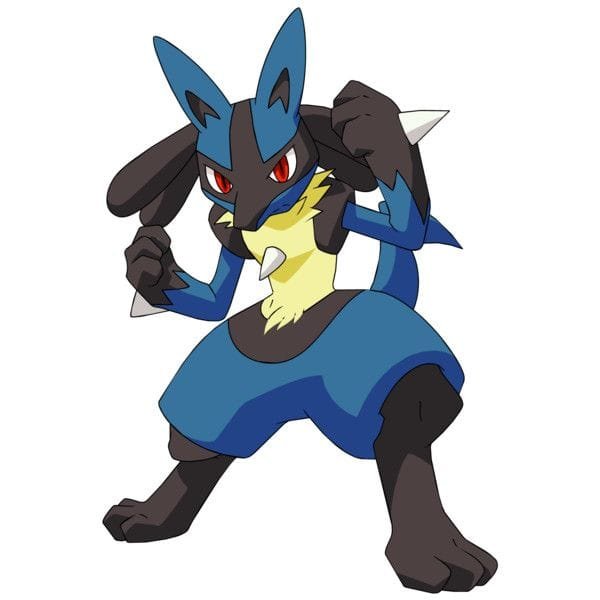 Lucario Pokemon pfp in a fighting stance with glowing blue aura energy for cool, powerful Discord avatar icons