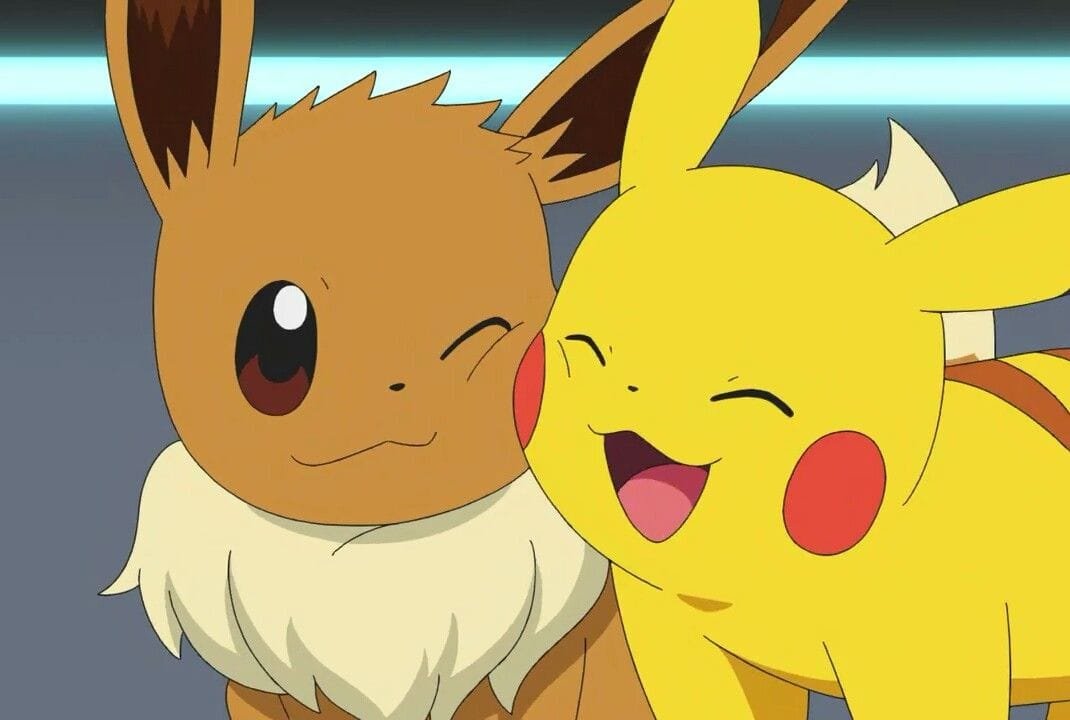 Cute matching Pikachu and Eevee Pokemon pfp duo in warm yellow and brown tones for best friend profile pictures