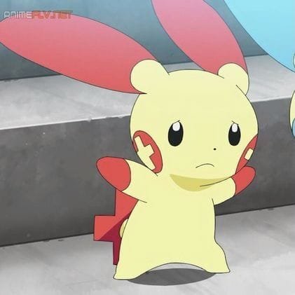 Plusle and Minun matching Pokemon pfp duo in red and blue cheerleader colors for playful couple profile pictures