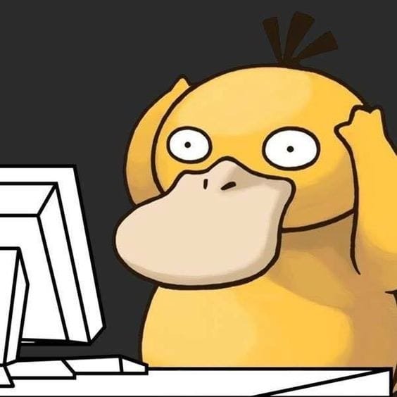Funny Psyduck Pokemon pfp with confused expression and hands on head for meme-style Discord and gaming profiles