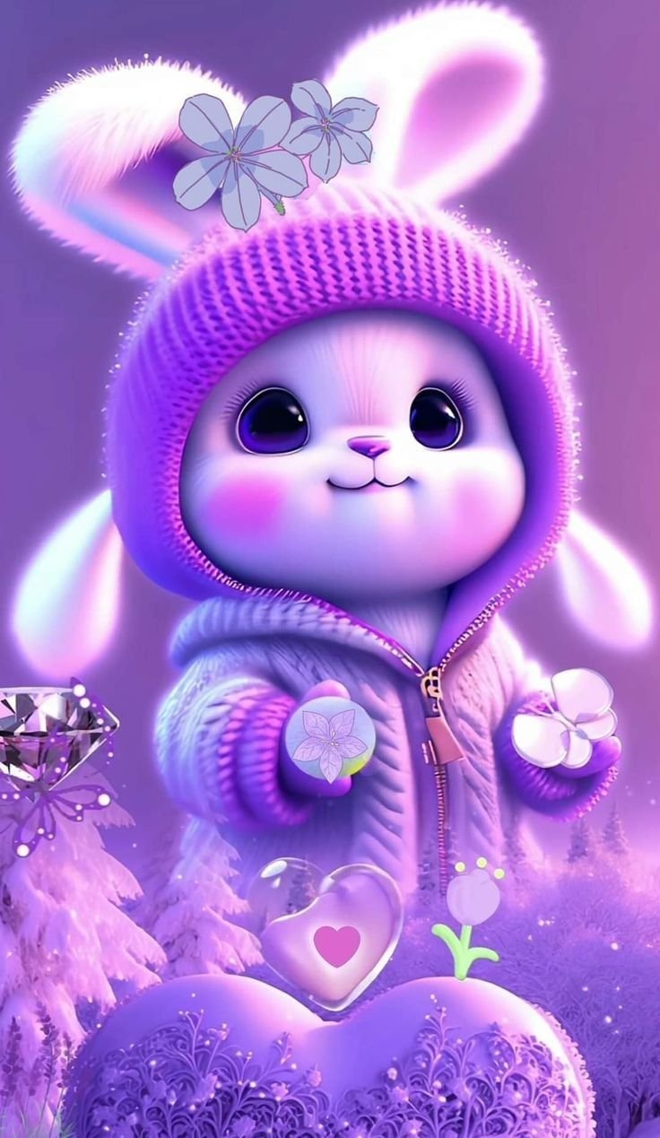 Cute purple pfp with pastel bunny details and lilac glow for soft Discord and TikTok avatars