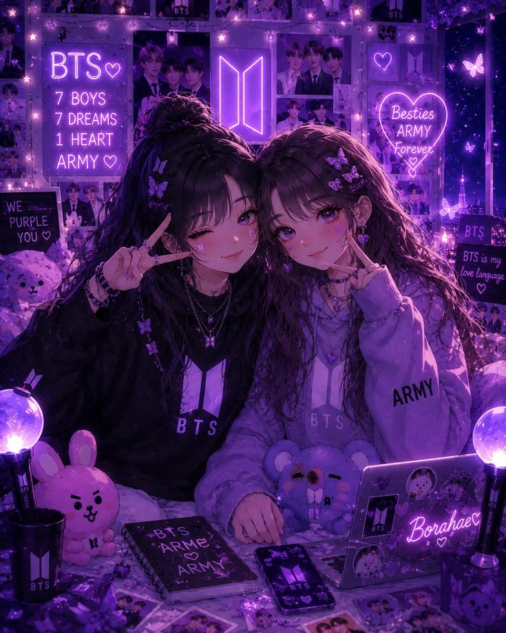 Matching purple pfp for best friends with star details for cute TikTok and Discord profiles