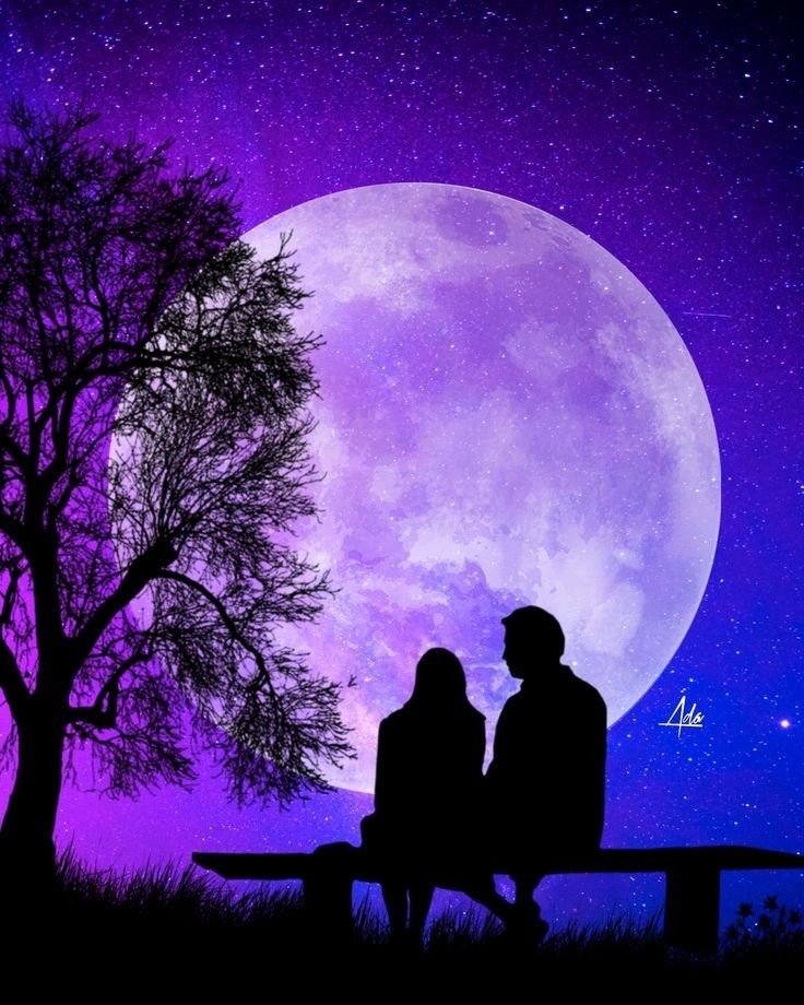 Matching purple pfp for couples with moon theme for romantic Discord and Instagram avatars