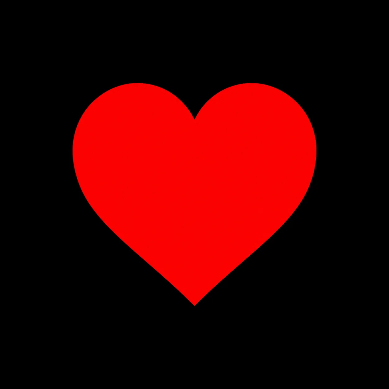 Bright red heart profile picture on pure black background with sharp edges for high contrast bold avatars (103 characters)